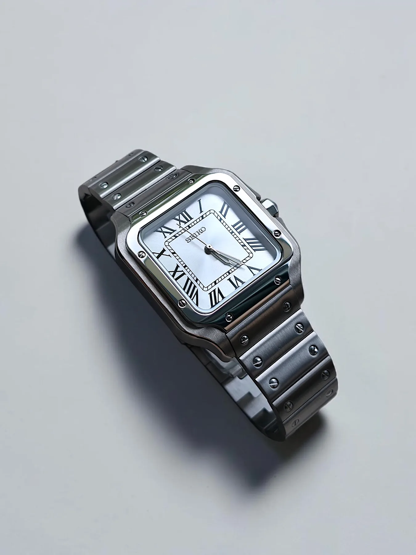 Seiko Mod Santos Automatique – Cadran blanc – 38 mm