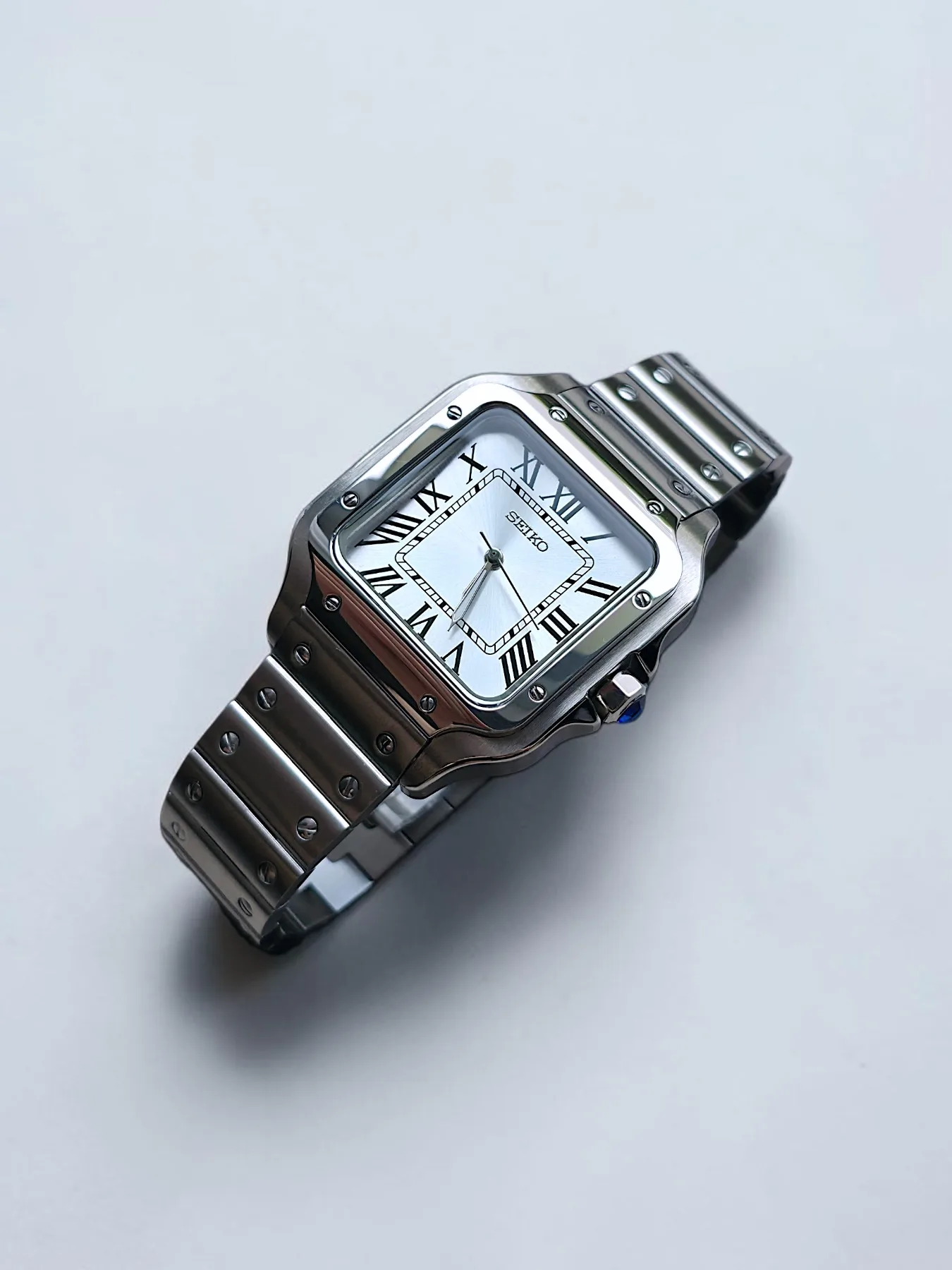 Seiko Mod Santos Automatique – Cadran blanc – 38 mm — photo 3