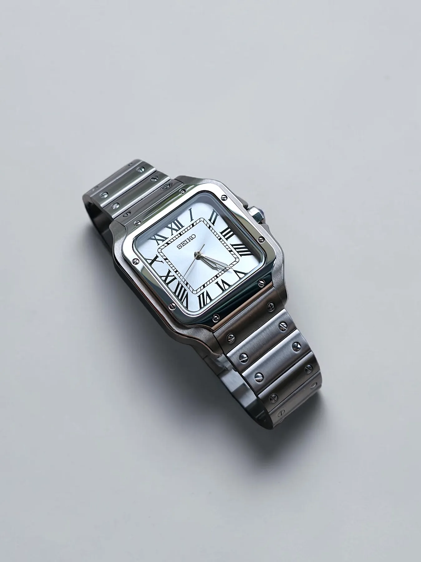 Seiko Mod Santos Automatique – Cadran blanc – 38 mm — photo 4
