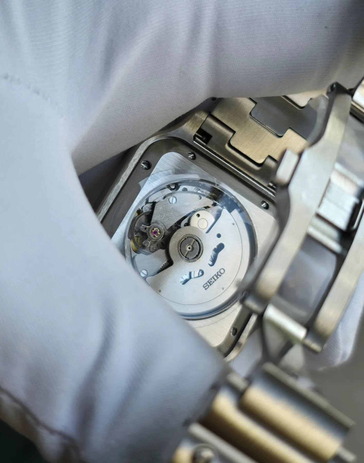 Seiko Mod Santos Automatique – Cadran blanc – 38 mm — photo 5