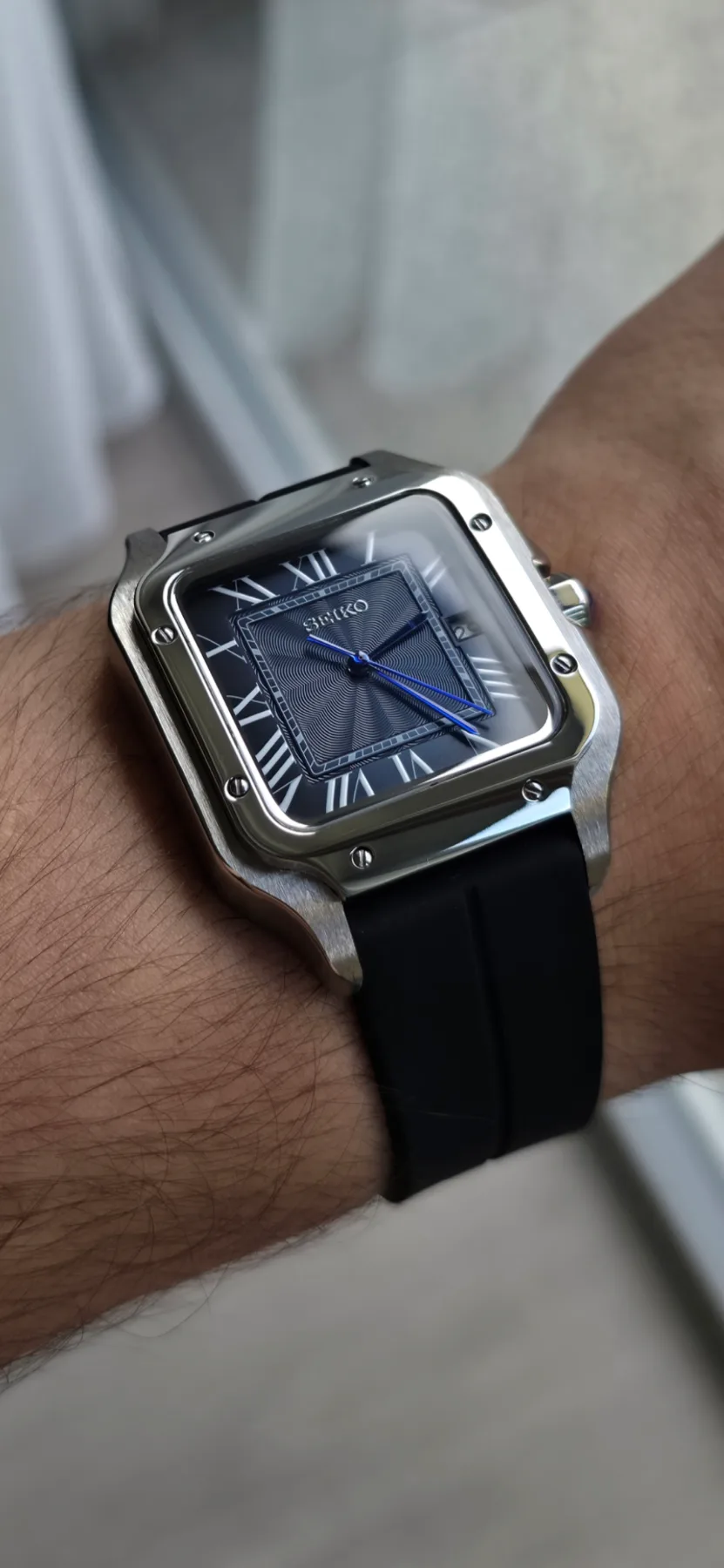 Seiko Mod Santos Automatique – Cadran bleu – 38 mm — photo 2