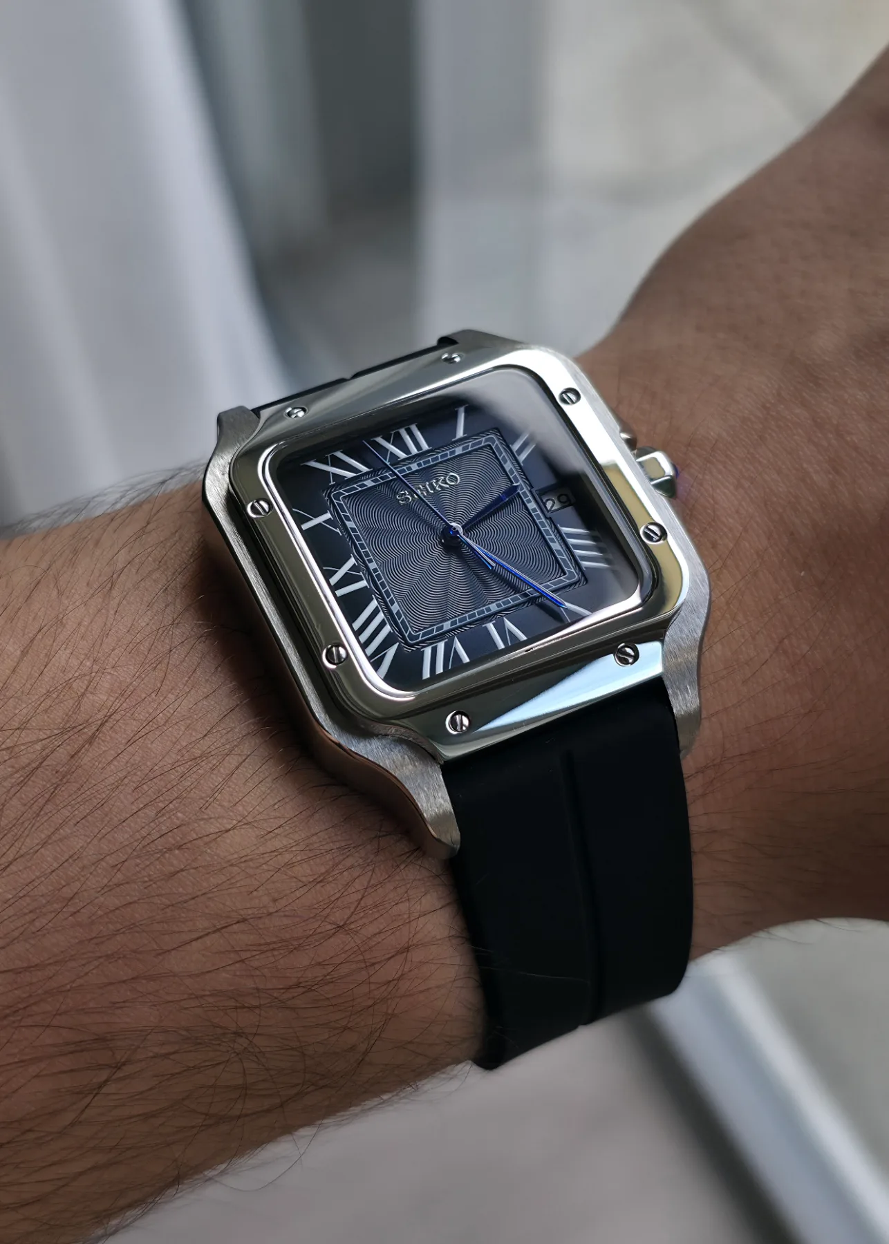 Seiko Mod Santos Automatique – Cadran bleu – 38 mm — photo 5