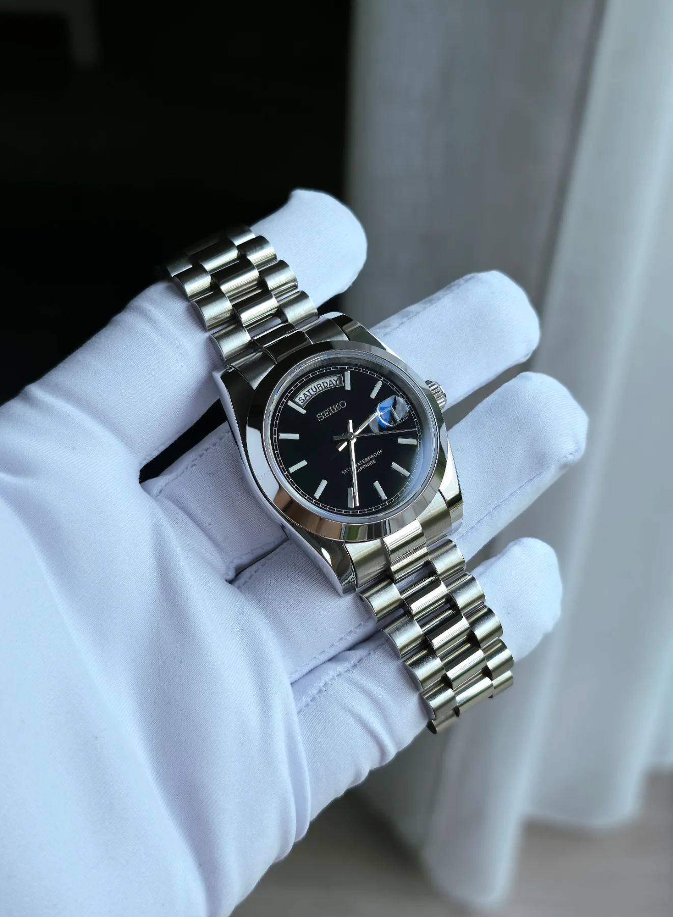 Seiko Mod Day-Date Quartz – Cadran noir – 36 mm — photo 5
