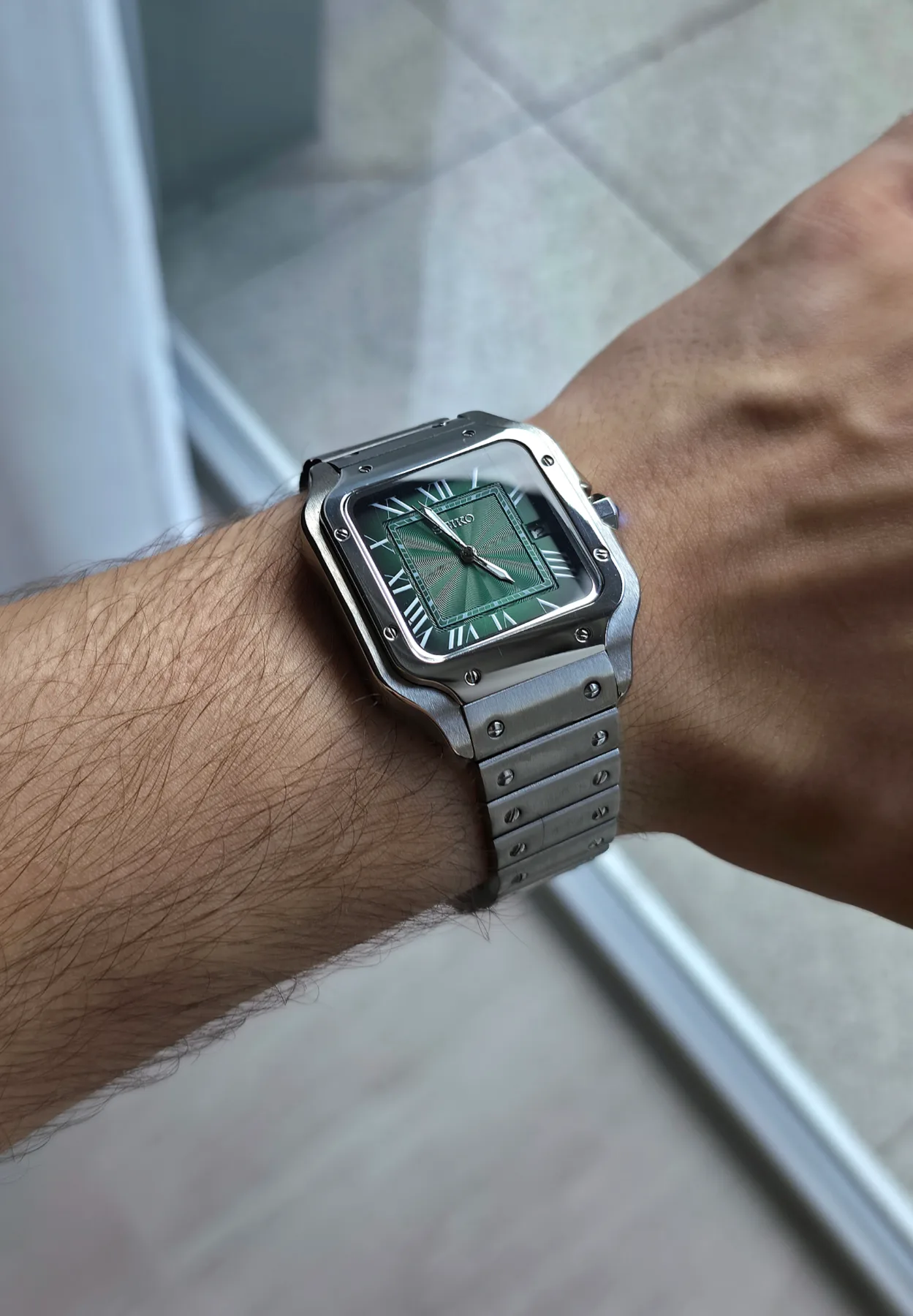 Seiko Mod Santos Automatique – Cadran vert émeraude – 38 mm — photo 5