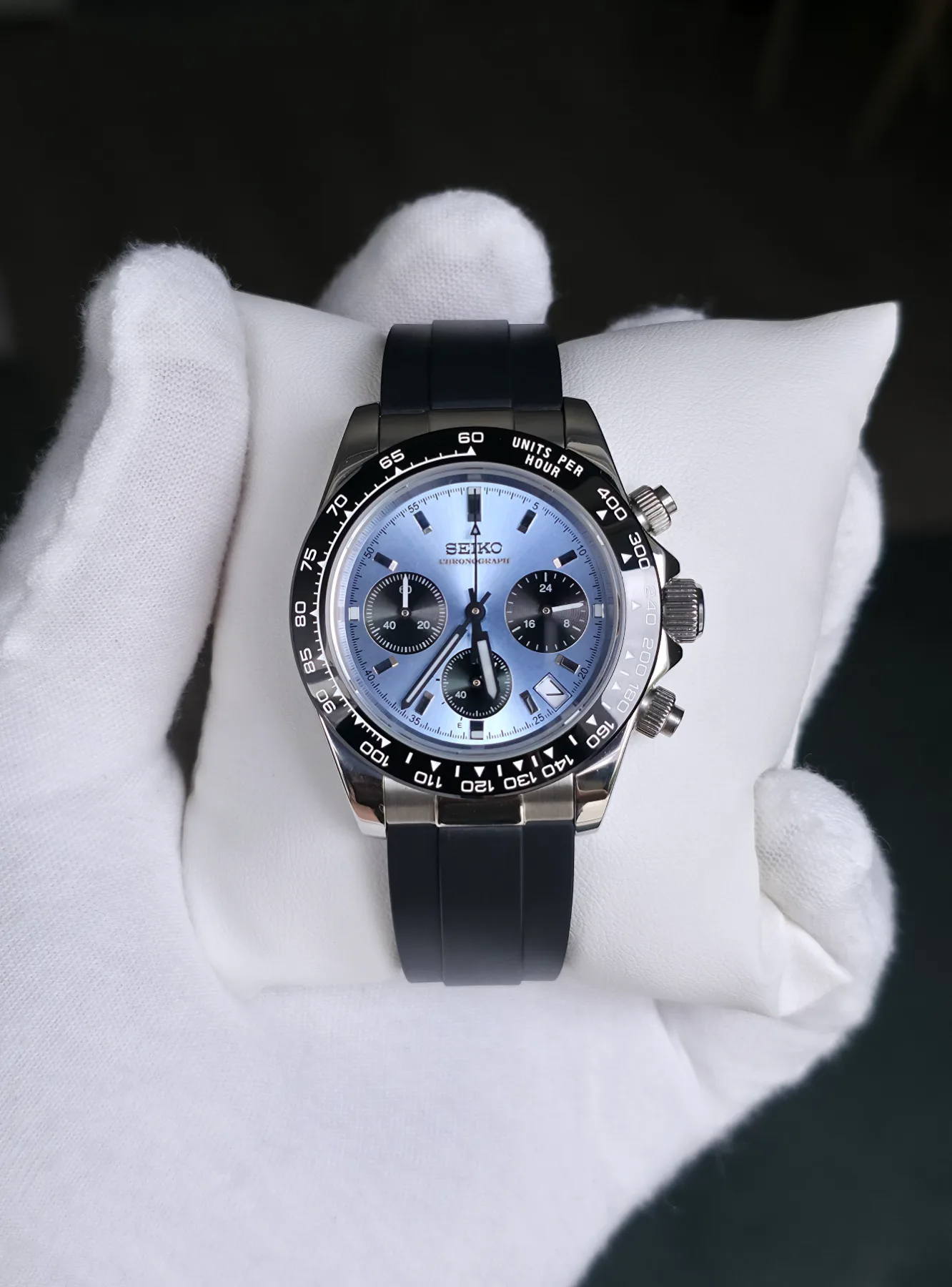 Seiko Mod Daytona Chronographe – Cadran Ice Violet – 40 mm — photo 4