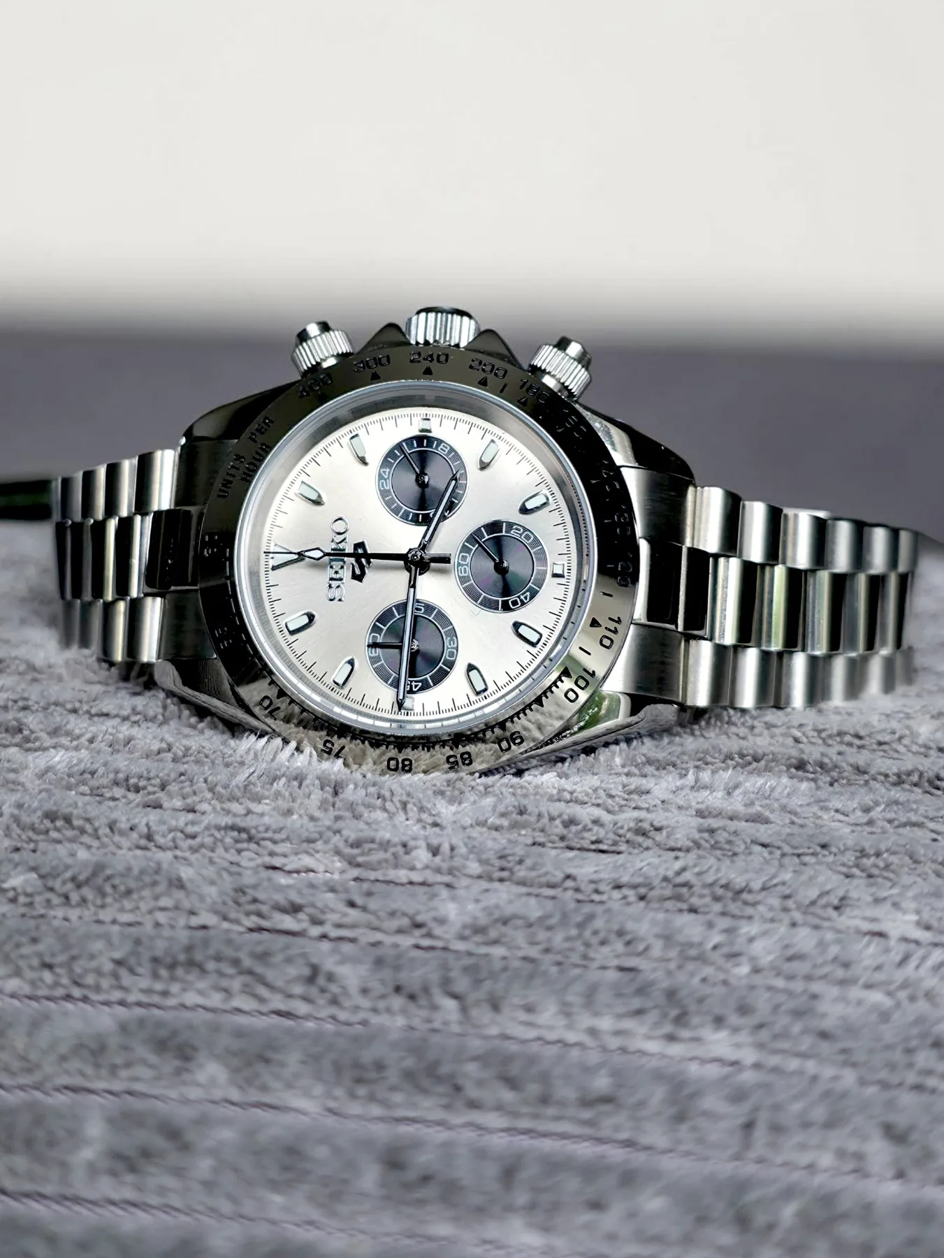 Seiko Mod Daytona Chronographe – Cadran gris ardoise – 40 mm — photo 3