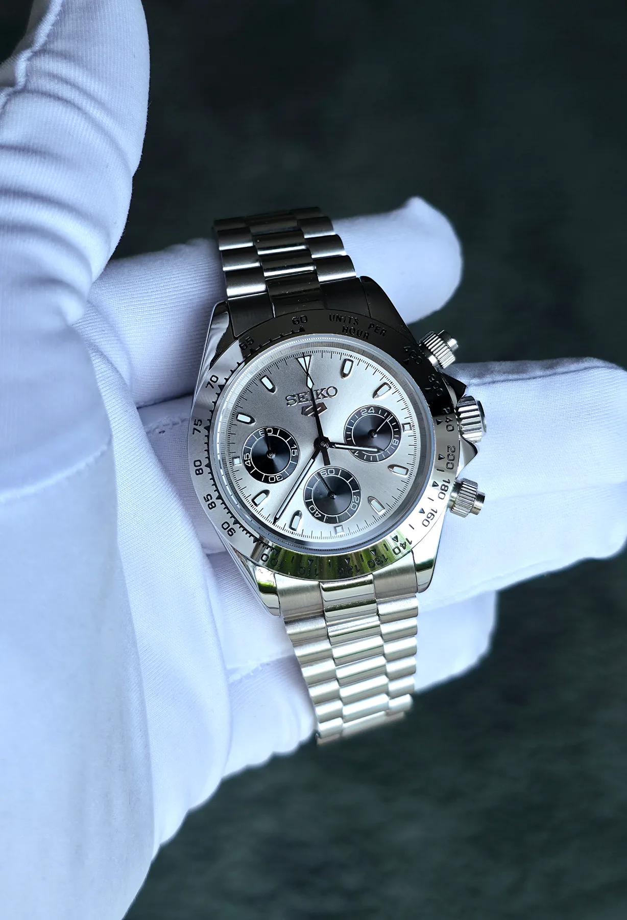 Seiko Mod Daytona Chronographe – Cadran gris ardoise – 40 mm — photo 4