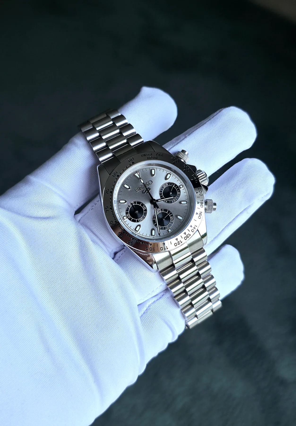 Seiko Mod Daytona Chronographe – Cadran gris ardoise – 40 mm — photo 5