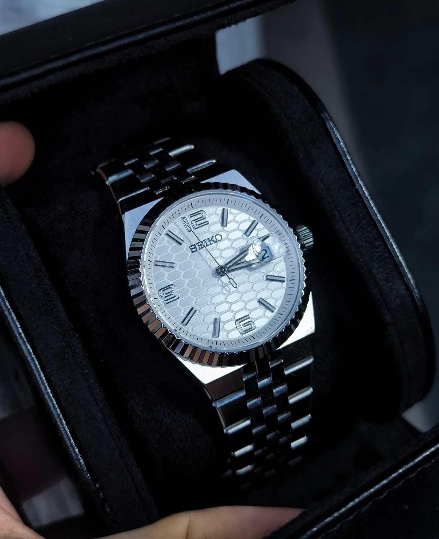 Seiko Mod Land-Dweller Automatique – Cadran blanc nid d'abeille – 40 mm — photo 2