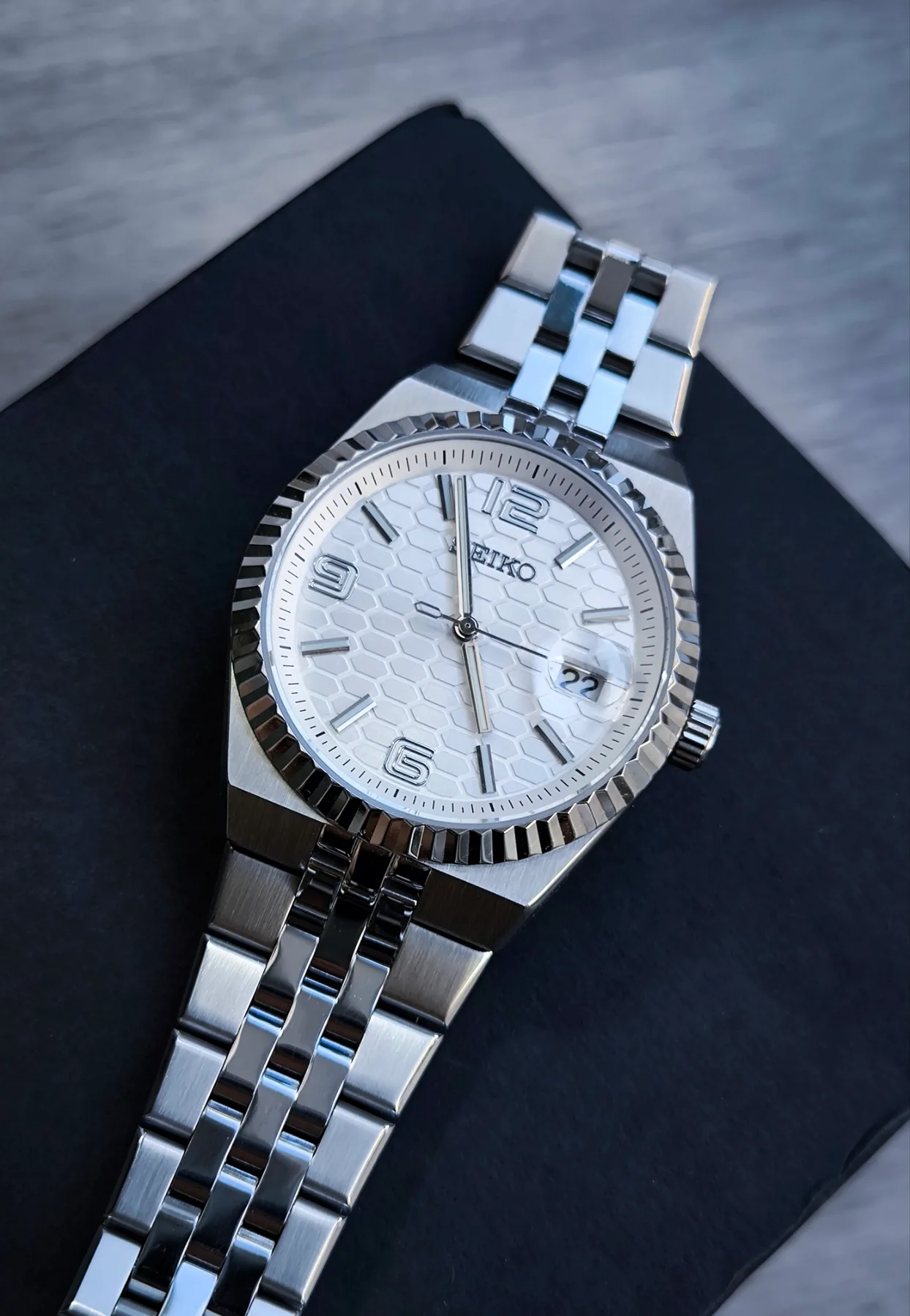 Seiko Mod Land-Dweller Automatique – Cadran blanc nid d'abeille – 40 mm — photo 4
