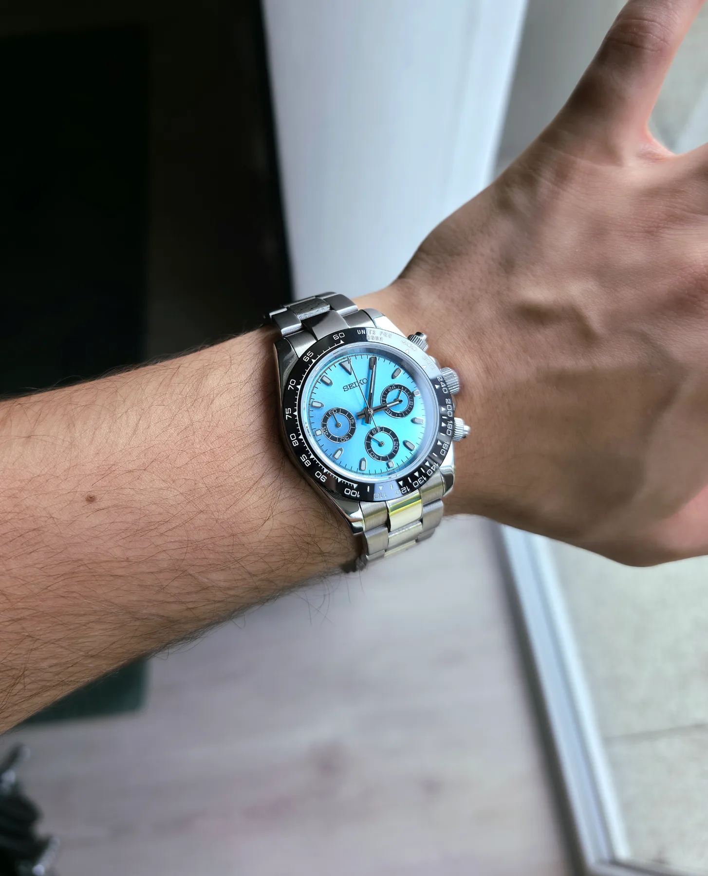 Seiko Mod Daytona Chronographe – Cadran Ice Blue – 40 mm — photo 2