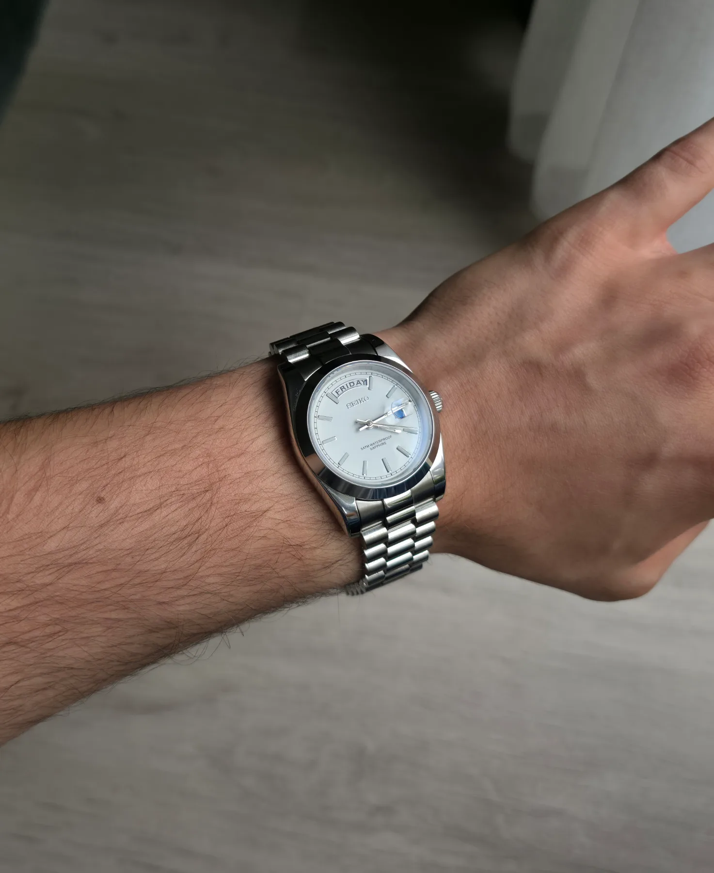 Seiko Mod Day-Date Quartz– Cadran blanc – 36 mm — photo 4