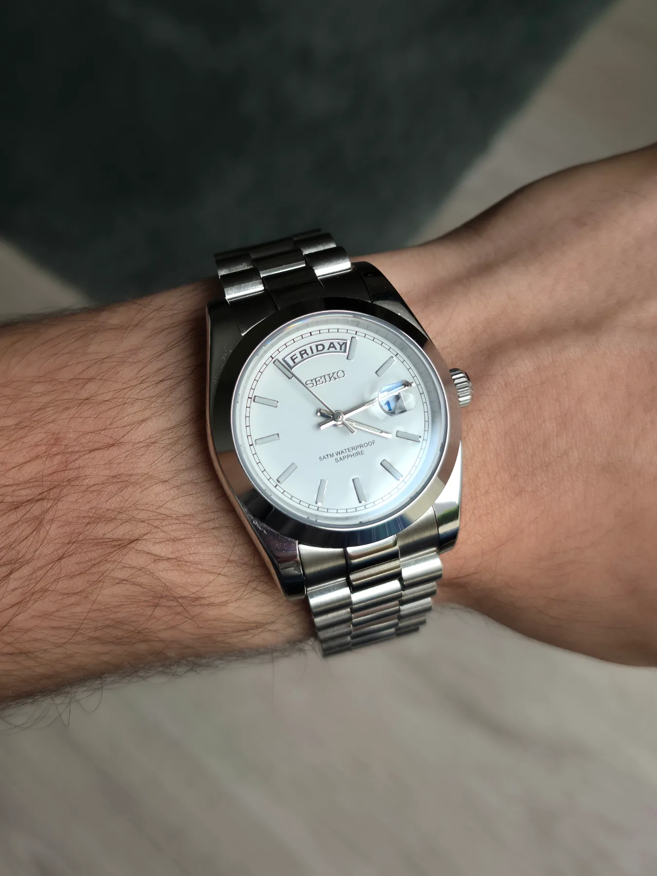 Seiko Mod Day-Date Quartz– Cadran blanc – 36 mm — photo 5