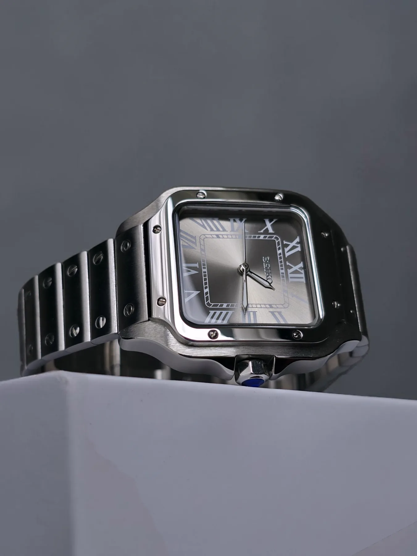 Seiko Mod Santos Automatique – Cadran gris – 38 mm
