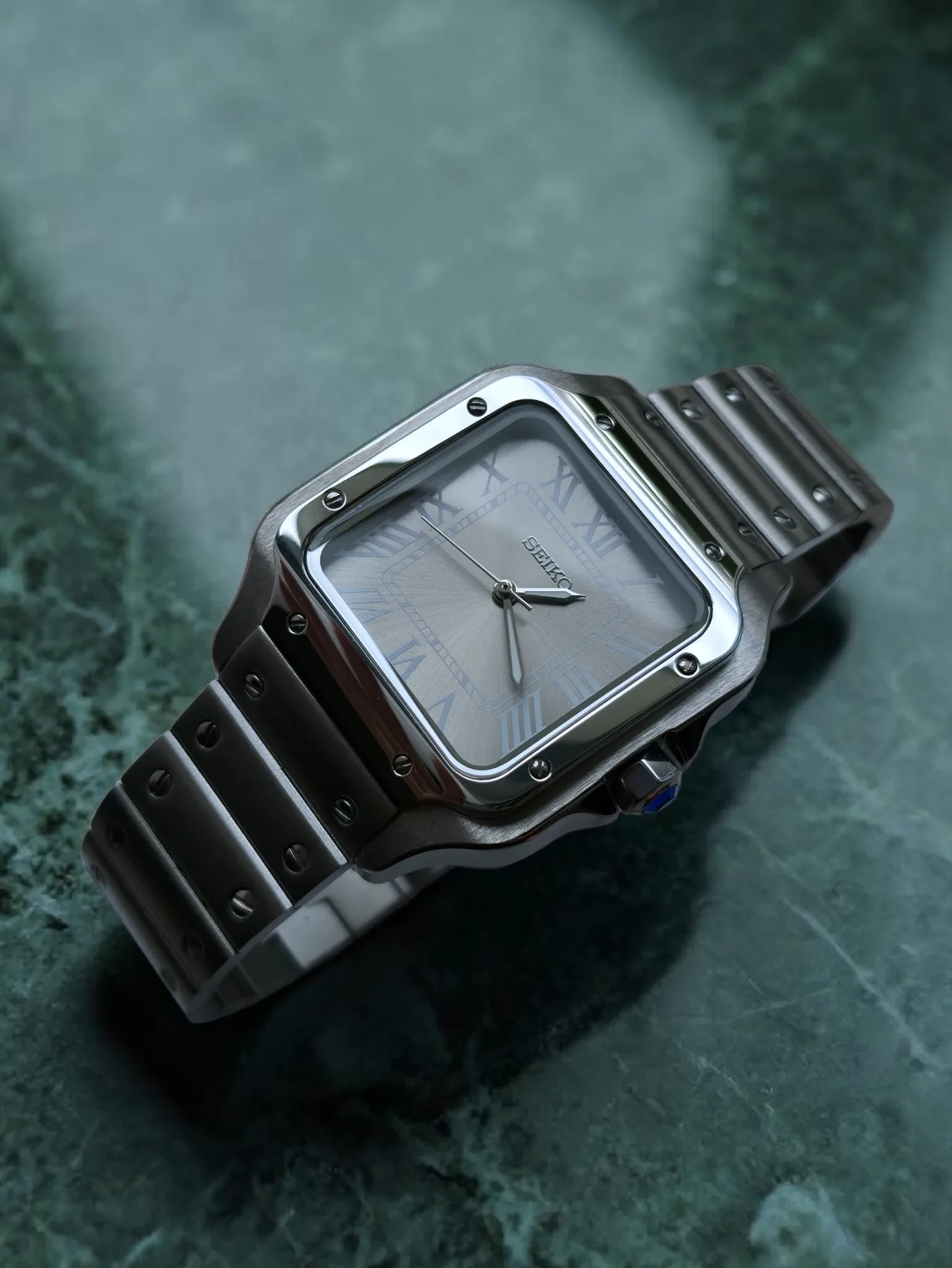 Seiko Mod Santos Automatique – Cadran gris – 38 mm — photo 2