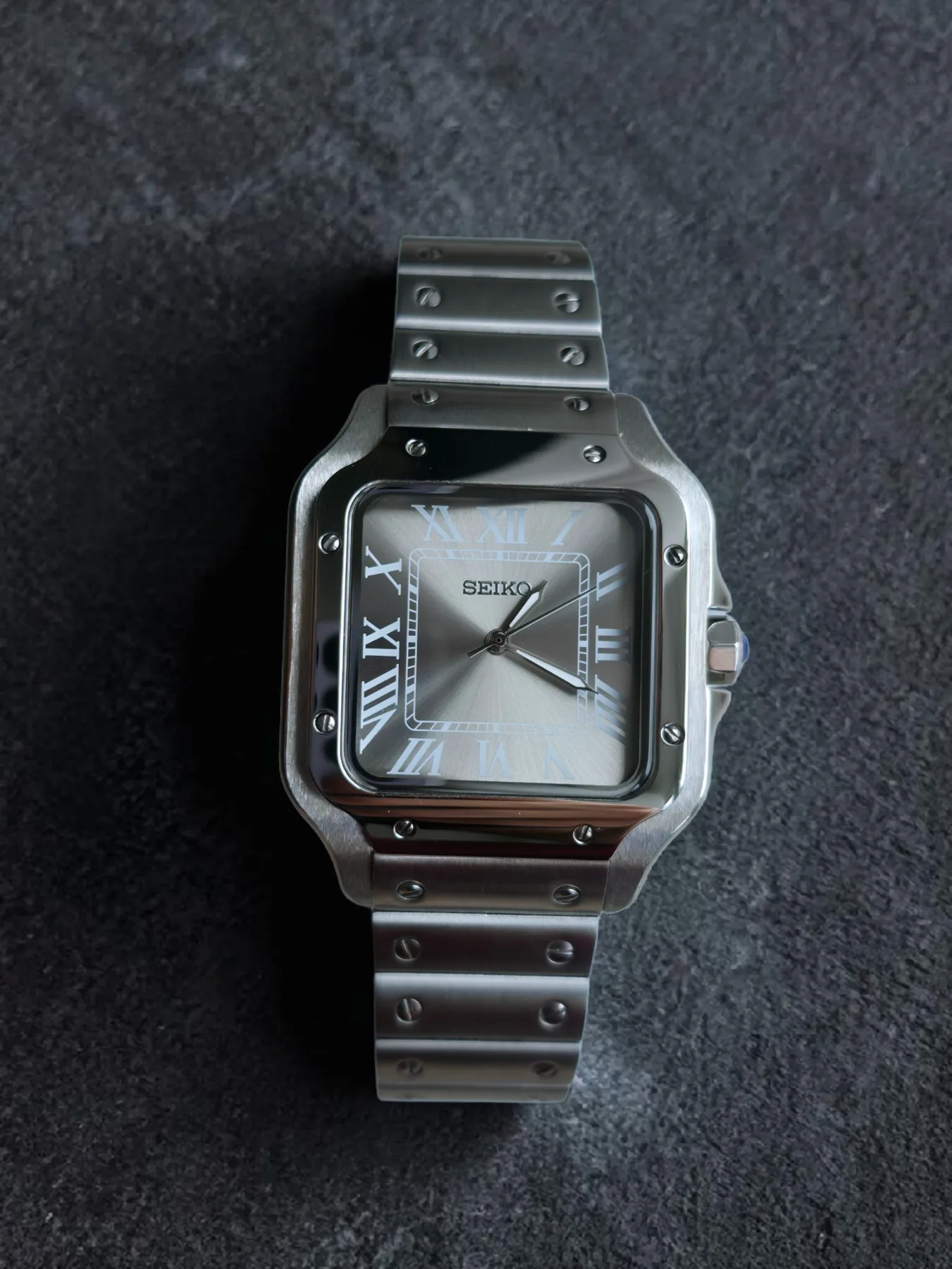 Seiko Mod Santos Automatique – Cadran gris – 38 mm — photo 4