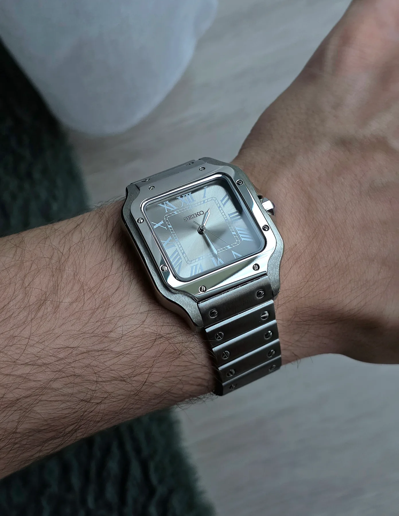 Seiko Mod Santos Automatique – Cadran gris – 38 mm — photo 5
