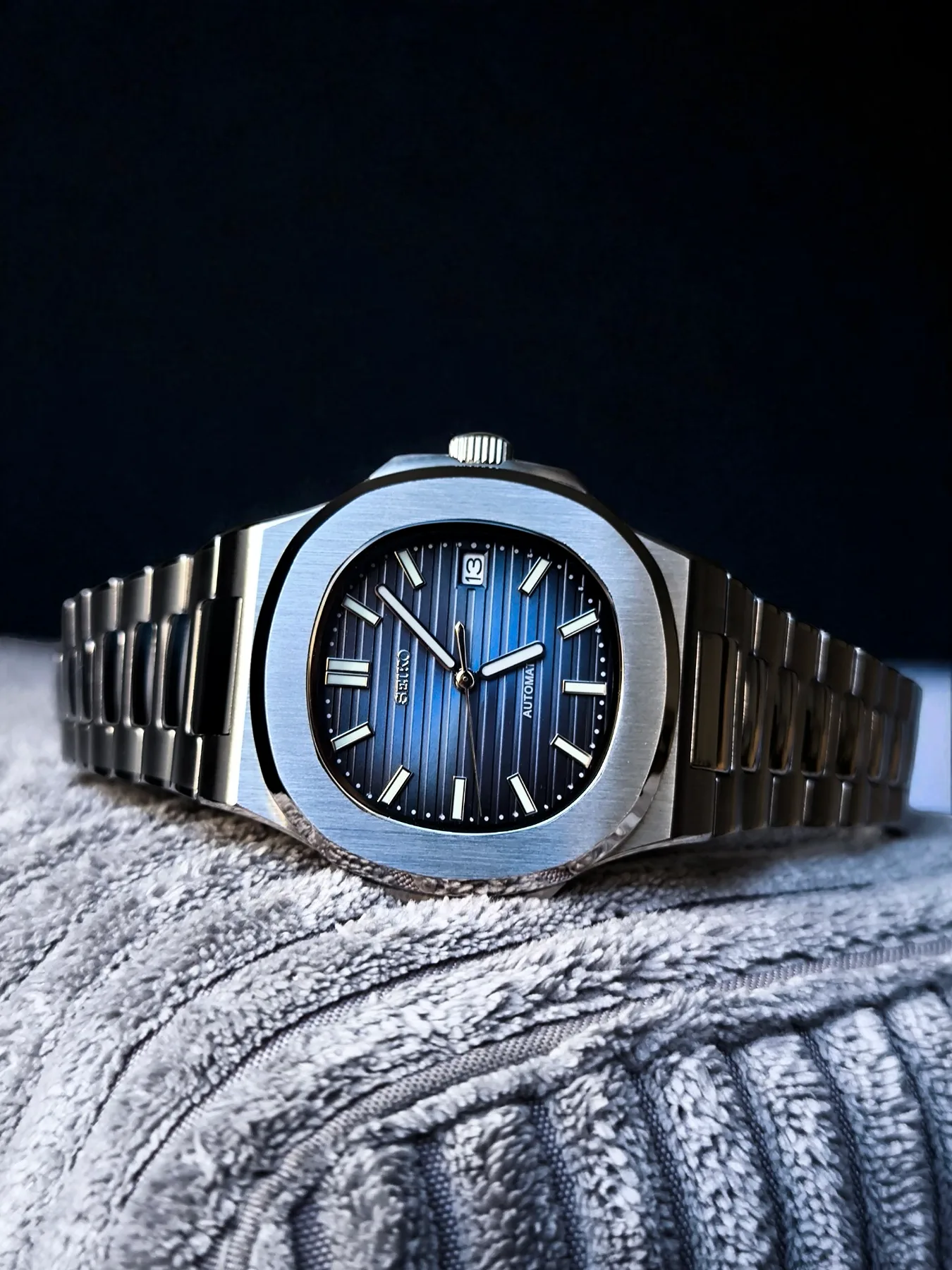 Seiko Mod Nautilus Automatique – Cadran bleu — photo 3