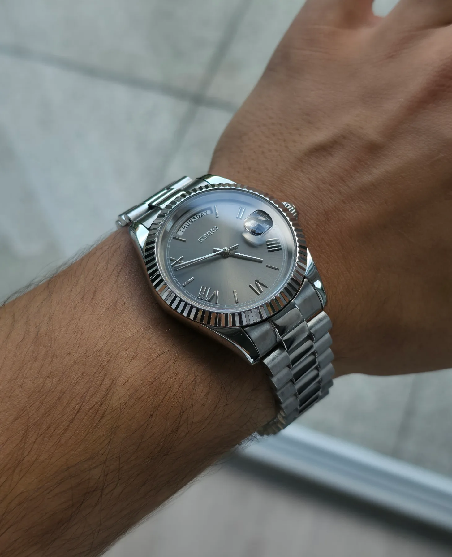 Seiko Mod Automatique Day-Date Gris Anthracite — photo 5